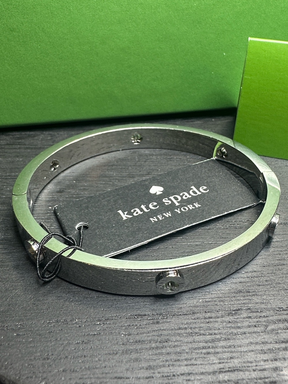 Kate spade bangle bracelet New! Silver “Spot the Spade”